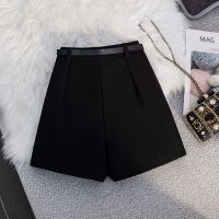 Spot parcel post Khaki Suit Shorts for Women 2023 Summer Design Sense Pleated Wide-Leg Trousers Skirt High Waist A Slim-Fit Casual Pants