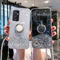 Casinglee เคสสำหรับ Samsung Galaxy A13 A23,เคสนิ่มแวววาวฝาหลังตั้งได้ใสพร้อมสายรัดเคสโทรศัพท์ Hp สำหรับ Samsung A23 A13