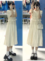 พร้อมส่ง ? Gardenia jasmine dress เดรสสีครีมแต่งผ้าฟู (IN37450)