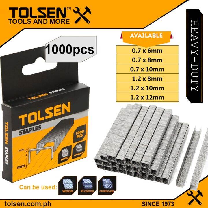 Tolsen 1000pcs Gun Tacker Staples Wire Refill (0.7 x 6 , 8 x 10mm 1.2 x 8 , 10 , 12mm) Lazada PH