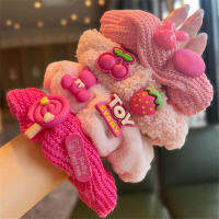 Plush Hair Ring Elastic Headband Hairwear Bow Tie Headdresses Washing Your Face Princess Pink Hair Rope