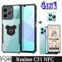 4 In 1เคสโทรศัพท์กันกระแทก C51 Realme สำหรับ Realme C53 C55 C35 C33 C30 C30s C25ปกป้องหน้าจอ C25s C21 C17 C15 C12 C11 2021 10 8 Pro + 5G กระจกเทมเปอร์เซรามิก