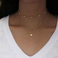 simple Golden Love Heart Necklace For Women Multi-layer Ball Neck Necklace Collier Necklace Ras Du Cou Femme Statement Necklace Fashion Chain Necklace