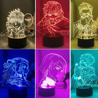 โคมไฟตั้งโต๊ะ 3 D Jujutsu Kaisen Night Light Led Gojo Satoru Itadori Yuji 7 สี