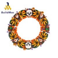 BuildMoc Christmas Halloween Wreath Building Blocks Set Festive Flower Garland Decorative Bricks Toys For Children Birthday Gift