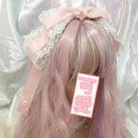 High quality Japanese Light Pink lolita Hair Hoop lolita headdress Bowknot KC Daily Handwork Young Girls Hair accessories