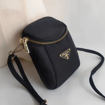 Black Small Saffiano Leather Prada Brique Bag