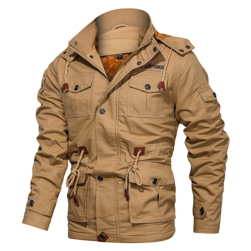 Men Hooded Fleece Casual Military Jacket Men New Winter Windbreaker Pilot Coat  Men Fashion Windproof Cargo Mens Jacket YCYING | Lazada PH