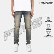 Quần Skinny Jeans Nam FNOS Streetwear Màu Xanh Wash Vintaged Có Zip Z23