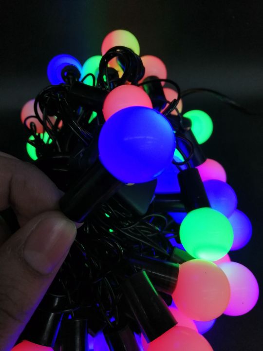 christmas-light-led-ไฟกระพริบได้-50-ดวง-ไข่ปลาใหญ่-กระพริบหลากสี-1-จังหวะ-สายยาว-9-เมตร-ใช้ไฟบ้าน220v-กันน้ำกันฝน