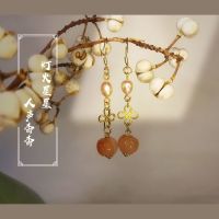 Luofangci classical pearl imitation gold silk jade Tassel Earrings earrings clip antique court earrings Hanfu daily 0F5X 0F5X