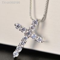 ◎ﺴ 5A Zirconia Cross Crystal Pendants Silver-Plate Box Chain Necklace Female Choker Necklaces Fashion Jewelry Gifts For Women Girls