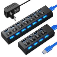 Usb Hub 3 0 USB Splitter Multi Hub USB 3.0 Adapter USB Several Ports Use Power Adapter USB 2.0 With Switch Laptop Accessories Wall Stickers Decals