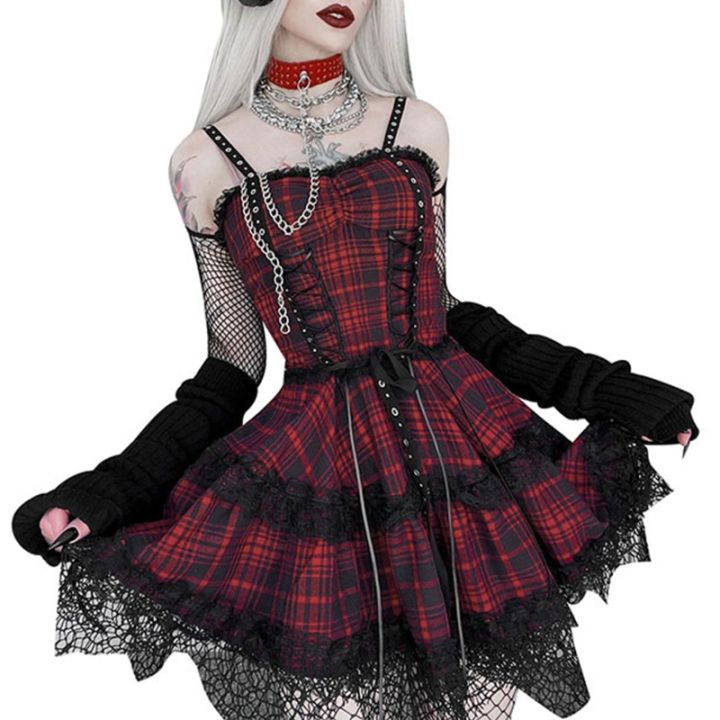 ผู้หญิง-lolita-ชุดยุคกลาง-gothic-lace-up-ชุดฤดูร้อน-dark-lolita-เครื่องแต่งกาย-steampunk-mini-cosplay-dress