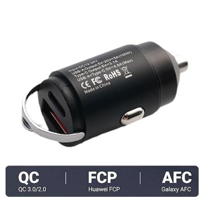 QC3.0 PD Car Charger 5A Fast Charging 2 Port 12-24V Ring USBC Charger Car Pull Charger Hidden Car With Mini E7O0