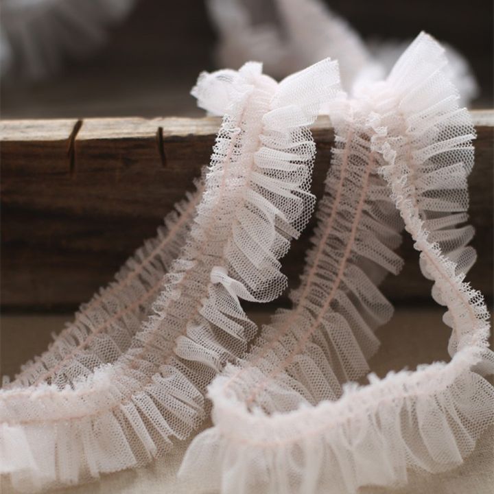 1m-pleated-tulle-fabric-3-5cm-trim-sewing-guipure-supplies-pink-laces-material-dentelle-rt11