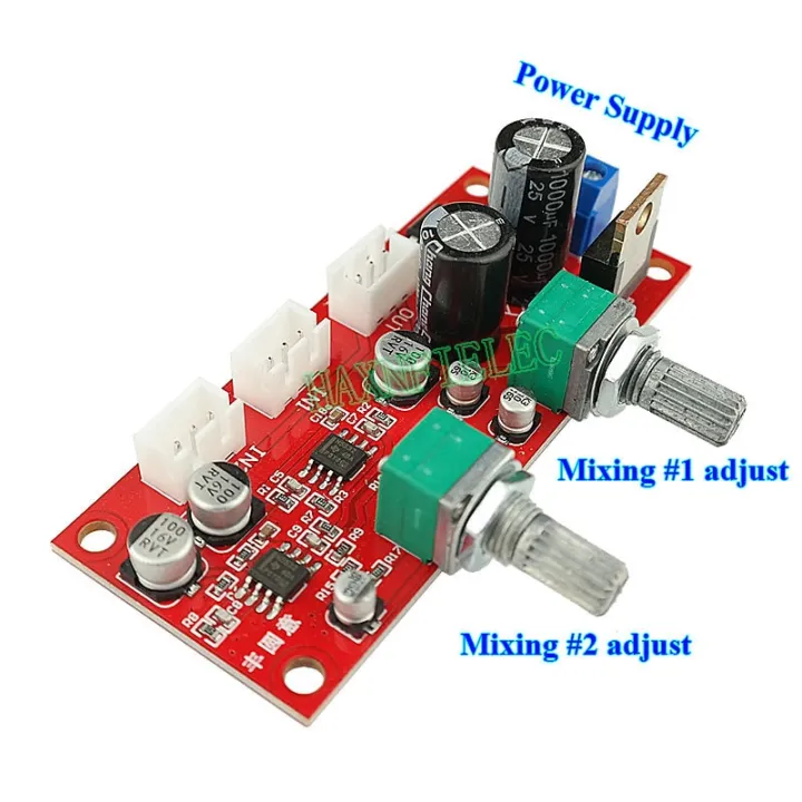 Two Channel Stereo Audio Signal Mixer NE5532 Preamplifier Mixing Board