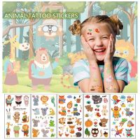 Children Animal Theme Tattoo Stickers Waterproof Color Cute Giraffe Forest Kids Cartoon Tattoo Stickers 3D Face Body Decorations