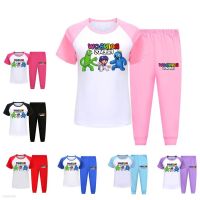 COD DTRUTYUYTUU NS3 Roblox Rainbow Friends kids Casual pajamas Suit trousers Sleeve T shirt Set Fashion Printing Two piece Thin