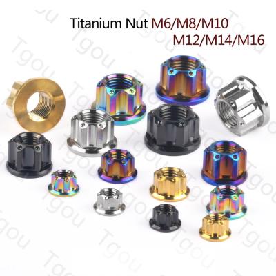 Tgou Titanium Nut M6/M8/M10/M12/M14/M16 Flange Nuts for Motorcycle Bicycle Car Nails Screws Fasteners