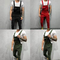 hot●ผู้ชายชุดเอี๊ยมลำลอง Overalls เข้ารูปพอดี 9282