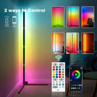 RGB Corner Light LED Floor Light Bar w16billion Light Colors and 300+ Scenes Modes for Music Sync Timing Dimmable Ambient Light