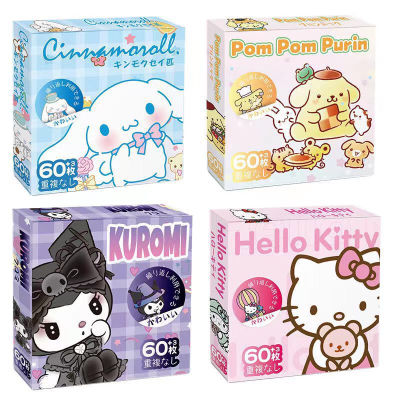 Sanrio Kuromi Hello Kitty Cinnamorol สติ๊กเกอร์การ์ตูนน่ารักกราฟฟิตีการ์ดแล็ปท็อปถ้วยแก้วกล่องประดับตกแต่งด้วยมือ60ชิ้น