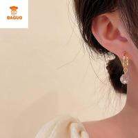 BAGUO คริสตัล ของขวัญ สุภาพสตรี Rhinestone Earhook แฟชั่นเครื่องประดับ จี้เพทาย สีทอง เพทาย ต่างหูผู้หญิง Rhinestone Ear Studs สไตล์เกาหลี ต่างหูเพทาย