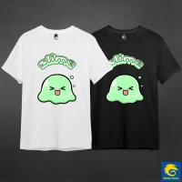 เสื้อยืดเกมเมอร์ แขนสั้น คอกลม ลาย Green Slime ผ้า Cotton 100% เกรดพรีเมี่ยม แบรนด์ Glisten Game