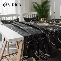 CANIRICA Table Cloth Marble Tablecloth Geometric Dinning Table Cover Black Gold Nappe De Table Rectangulaire Kitchen Accessories