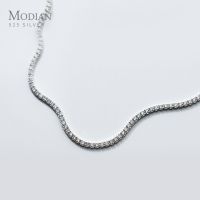 ✓☼  Modian Genuien 925 Sterling CZ Choker Necklace for Adjustable Chain Original Jewelry