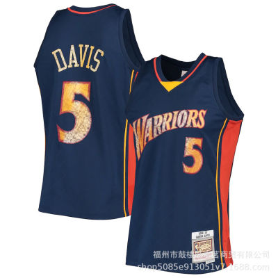 🎽เสื้อยืดบาสเก็ตบอล NBA 22-23สำหรับผู้ชายนักรบ Golden State Davis Mitchell และ Ness เสื้อสวิงเพชรคลาสสิก