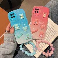 3D Luxury Cute Bear Cartoon Soft Silicon Phone Case On For Samsung Galaxy A12 4G 12 Hand Strap Bracelet Back Cover Phone Cases