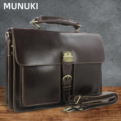 MUNUKI Luxury อิตาเลียนหนังแท้กระเป๋าธุรกิจสำหรับผู้ชาย 15 นิ้วแล็ปท็อปกระเป๋าเอกสาร M042 Briefcase