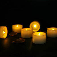 Pack of 6 Paraffin Wax Pillar Flameless Candle lamp Tealight LED Flickering Light fXmas Wedding Home Party Table decor-AMBER