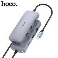 HOCO 100% USB HB32ของแท้อะแดปเตอร์มัลติเครื่องแปลงฟังก์ชัน8-In-1สำหรับ HDTV + PD + USB 3.0 + USB 2.0*2 + SD + TF + RJ45สำหรับ MacBook Pro Huawei Matebook Samsung