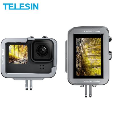 TELESIN Aluminium Alloy Frame Case For Gopro 9 10 11 Double Clod Shoe With Vertical Shot Cage For Gopro Hero 9 10 11 Accessory