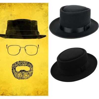 Breaking Bad Boat Brim Fedoras Hat Vintage Black Walter White Soft Felt Hats Men