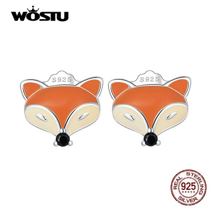 wostu-100-925-sterling-silver-cute-fox-ear-studs-mini-animal-stud-earrings-for-women-trendy-color-earrings-fine-party-jewelryth