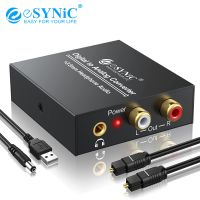 ESYNiC Konverter Digital Ke Audio Analog 192KHz DAC Digital Ke Audio Analog Koaksial SPDIF Optik Ke L/R RCA Toslink Ke Jack 3.5Mm dengan Kabel Optik 1M