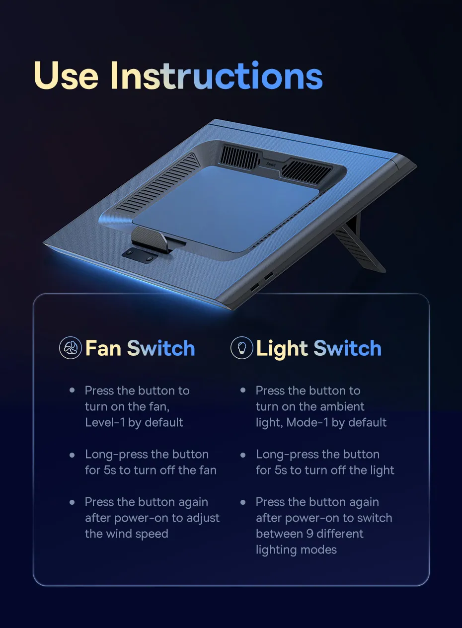 Giá đỡ máy tính xách tay tản nhiệt Baseus ThermoCool
