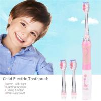 แปรงสีฟันไฟฟ้า แปรงสีฟันเด็ก 3ปีขึ้นไป Waterproof Child Electric Toothbrush Kid Vibration Electric Toothbrush Soft Bristle Timing Function Colorful Light Oral Care