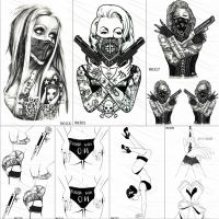 OMMGO Gangster Weapon Gun Temporary Tattoo Stickers Body Art Arm Wrist Fake Tattoos For Women Men Waterproof Tatoos Sexy Adults