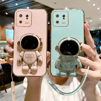 เคสโทรศัพท์มือถือลายการ์ตูนสำหรับ Xiaomi 13 / 13 Pro/ 13 Lite สายคล้องแบบมีเคสหรูหรากันกระแทกทรงสี่เหลี่ยมชุบ6D กรอบซิลิโคนแบบนิ่มสำหรับเด็กผู้หญิงเคสด้านหลัง