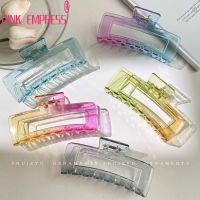 Gradient Color Super Large Grab Clip Colorful Transparent Square Hair Clamp New Styles Hair Claw