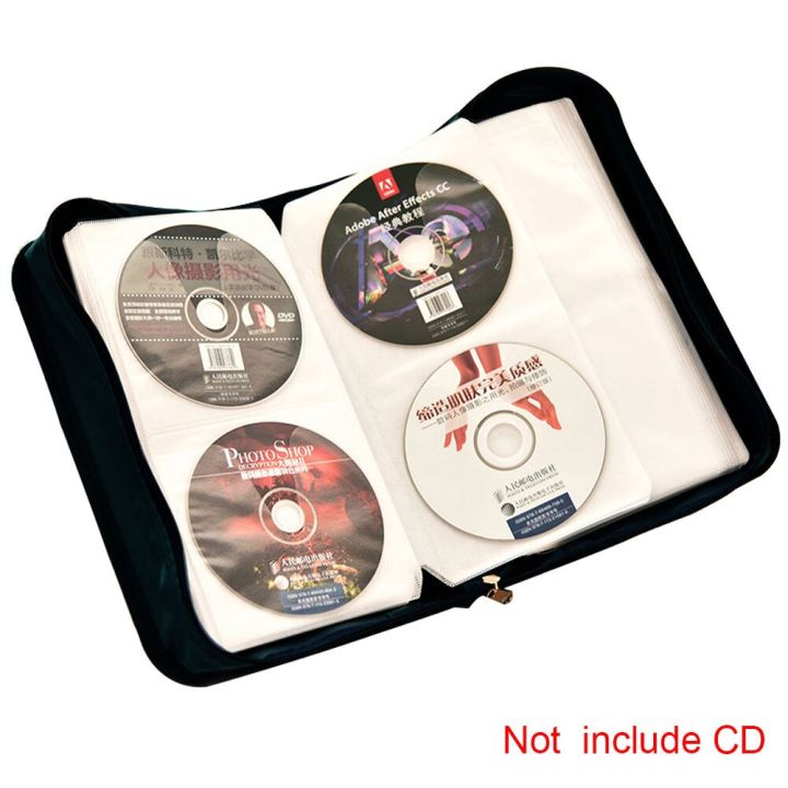 128-cds-กล่องซิปขนาดใหญ่ซีดีกระเป๋าสตางค์ดีวีดีท่องเที่ยวแผ่นสีดำรถบ้านประหยัดพื้นที่ผู้ถือถุงเก็บ