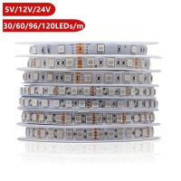 ไฟแถบไฟ LED RGB SMD 5V 12V 24 V SMD 5050 5M 30/60/96/120 Leds/M ยืดหยุ่น5 12 24โวลต์ LED เทปไฟแถบไฟ LED สำหรับของตกแต่งบ้าน