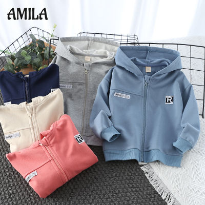 AMILA เสื้อสเวตเตอร์มีฮู้ดสำหรับเด็ก,เสื้อโค้ทคาร์ดิแกนมีซิปแฟชั่นลำลองสไตล์เกาหลี