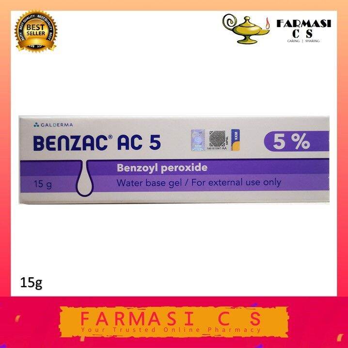 Benzac AC 5 Benzoyl Peroxide Water Base Gel 15g EXP08/2024 [ Galderma
