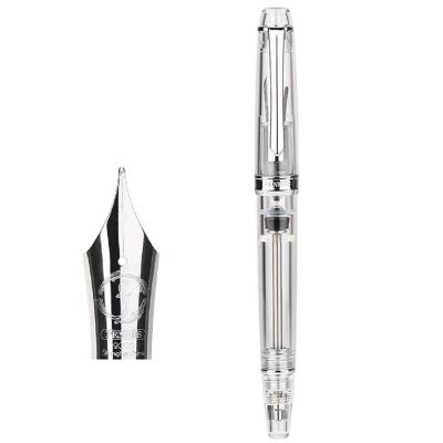 PENBBS 268 Vacuum Filling Fully Transparent Fountain Pen Resin Iridium M Nib Writing Gift Pen Office Supplies